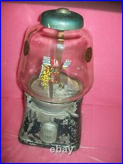 VINTAGE Silver King 5 Cent Nut Vending Machine Working Gumball NO KEY 461
