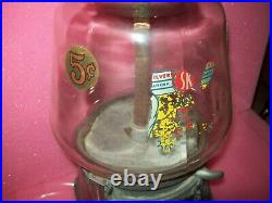 VINTAGE Silver King 5 Cent Nut Vending Machine Working Gumball NO KEY 461