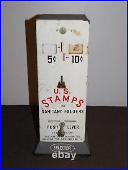 VINTAGE USPS 14 1/2 US POSTAGE STAMPS 5c 10c COUNTER TOP COIN VENDING MACHINE