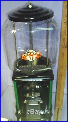 VINTAGE Victor Model topper Glass Globe 1 Cent gumball machine Green restored