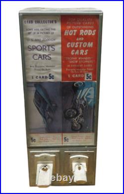 VTG 1950s Exhibit Supply Card Vending Machine Sports Cards & Hot Rods with Weights