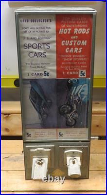 VTG 1950s Exhibit Supply Card Vending Machine Sports Cards & Hot Rods with Weights