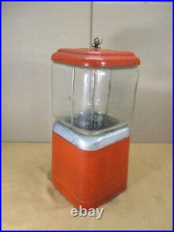VTG 1960's Oak Acorn 1 Cent Gumball Candy Prize Dispenser Machine & 2 Keys WORKS