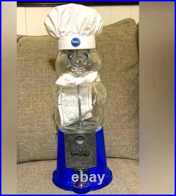 VTG 25th Anniversary Pillsbury Doughboy Co. 18 Gumball Coin Machine Blue/White