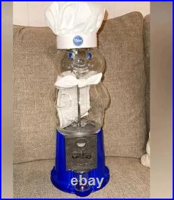 VTG 25th Anniversary Pillsbury Doughboy Co. 18 Gumball Coin Machine Blue/White