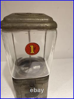 VTG 60s OAK ACORN GUMBALL MACHINE PENNY 1¢ METAL WORKS