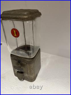 VTG 60s OAK ACORN GUMBALL MACHINE PENNY 1¢ METAL WORKS