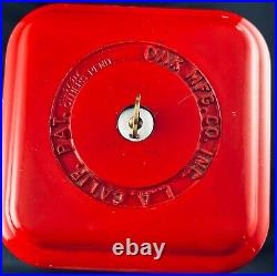 VTG 60s OAK ACORN GUMBALL MACHINE PENNY 1¢ RED METAL EMBOSSED GLASS WORKS WithKEY