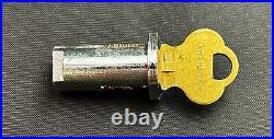 VTG 60s OAK ACORN GUMBALL MACHINE PENNY 1¢ RED METAL EMBOSSED GLASS WORKS WithKEY
