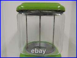 VTG Acorn Gumball Machine Rare Green Color Penny Nickel or Dime Works Great