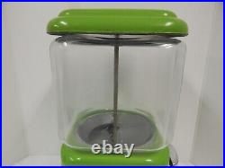 VTG Acorn Gumball Machine Rare Green Color Penny Nickel or Dime Works Great