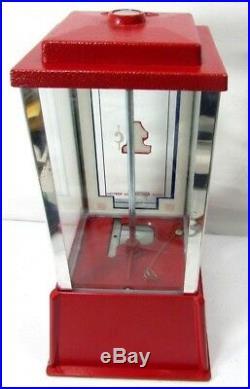 VTG Dean Penny Gumball Candy Vending Machine Red Glass Vending art deco design