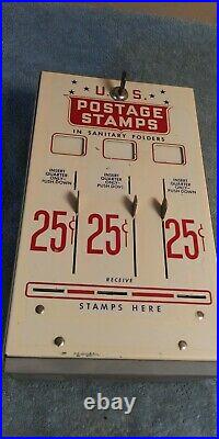 VTG Postage Stamp Vending Machine 25 Cent 3 slots WITH KEY Stampmaster