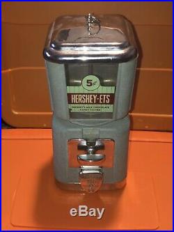 VTG Retro Hershey Chocolate Hershey-Ets Vending Machine 5 Cent W Key Metal 13.5