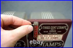 + VTG SCHERMACK 2¢ 3¢ DOUBLE'POSTAGE STAMPS IN ROLLS' VENDING MACHINE WithKEY! +