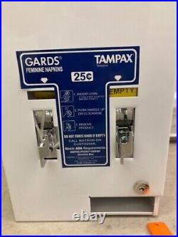 VTG Tampax Gards Feminine Napkins Tampon Dual. 25 Coin Operated Dispenser With KEY