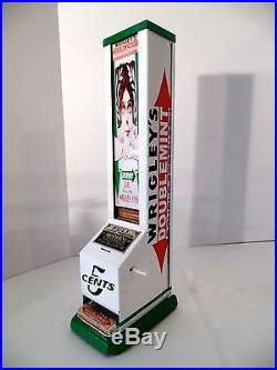 Vtg Wrigleys Vending Machine Coin Op, Dispenser, Vendor Gum Case, Nuts, Display Sign