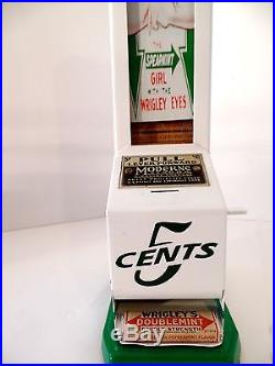 Vtg Wrigleys Vending Machine Coin Op, Dispenser, Vendor Gum Case, Nuts, Display Sign