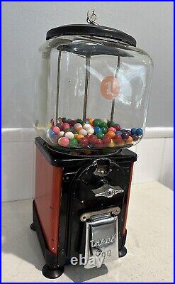 Victor Topper 1 Cent Penny Gumball Vending Machine Square Glass Globe 50s