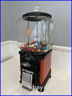 Victor Topper 1 Cent Penny Gumball Vending Machine Square Glass Globe 50s