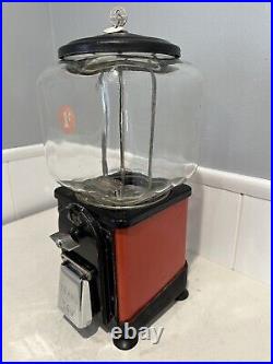 Victor Topper 1 Cent Penny Gumball Vending Machine Square Glass Globe 50s
