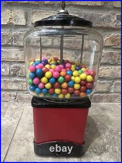 Victor Topper 1 Cent Penny Gumball Vending Machine withKey Square Glass Globe 50s