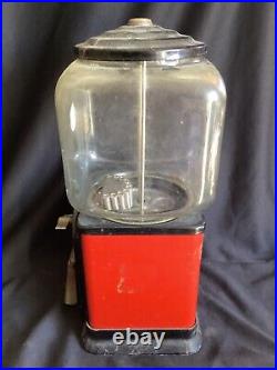 Victor Topper 1 Cent Penny Gumball Vending Machine withKey Square Glass Globe 50s