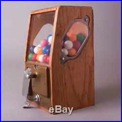 Victor Vending Gumball Vendor Vintage 1950s Bubble Gum Machine Oak Cabinet Wood