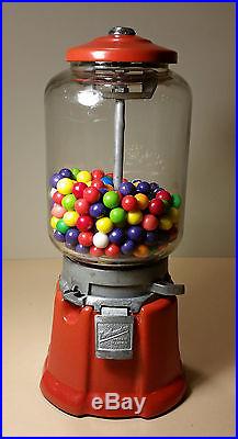 Vintage 14in Red Porcelain Northwestern Gumball Vending Machine Illinois penny