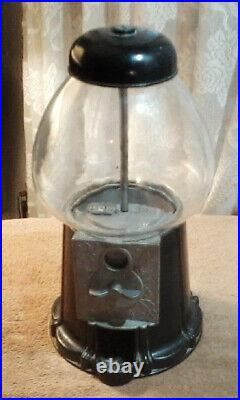 Vintage 15 Black Cast Iron Gumball / Candy Machine Nice Shape Works