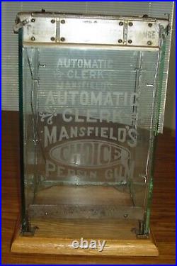 Vintage 1902 Mansfield Automatic Clerk Pepsin Gum Vending Machine Glass Case
