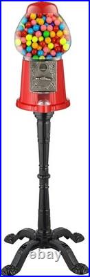 Vintage 1920s Red Gumball Machine with Stand & Coin Bank Glass Globe Dispenser
