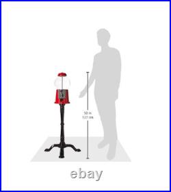 Vintage 1920s Red Gumball Machine with Stand & Coin Bank Glass Globe Dispenser