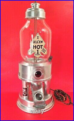 Vintage 1930's Stringer 1 Penny Hot Nut Vending Machine Working With Key Gumball