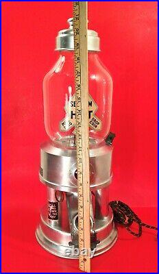 Vintage 1930's Stringer 1 Penny Hot Nut Vending Machine Working With Key Gumball