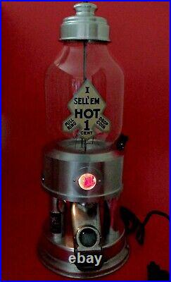 Vintage 1930's Stringer 1 Penny Hot Nut Vending Machine Working With Key Gumball