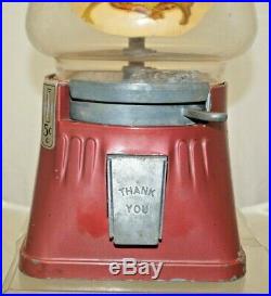 Vintage 1930s 40s 5 Cent Coin Operated Peanut / Gumball Candy Vending Machine