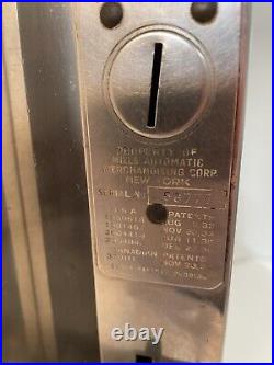 Vintage 1937 Mills Chewing Gum Vending Machine Coin-Op Stainless Steel Chrome