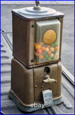 Vintage 1940's 1 Cent Gumball Vending Machine With Original Key Works
