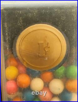 Vintage 1940's 1 Cent Gumball Vending Machine With Original Key Works