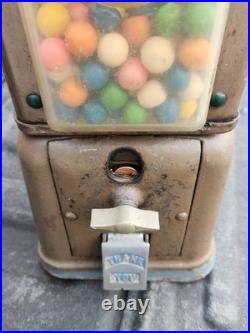 Vintage 1940's 1 Cent Gumball Vending Machine With Original Key Works