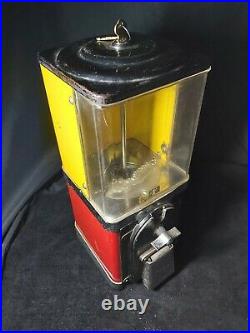 Vintage 1940's-50's Victor 1 Cent Gumball Vending Machine Coin Operated, Candy