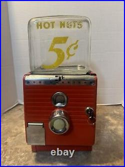 Vintage 1940's Northwestern Hot Nuts 5 cents Vending Machine Morris ILL. Glass