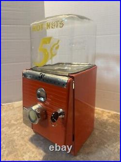 Vintage 1940's Northwestern Hot Nuts 5 cents Vending Machine Morris ILL. Glass