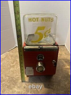 Vintage 1940's Northwestern Hot Nuts 5 cents Vending Machine Morris ILL. Glass