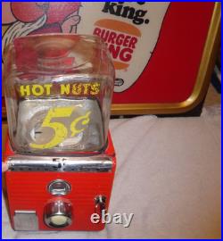 Vintage 1940's Northwestern Il. Hot Nuts Heated 5 Cents Vending Machine! Gumball