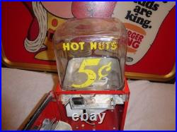 Vintage 1940's Northwestern Il. Hot Nuts Heated 5 Cents Vending Machine! Gumball
