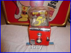 Vintage 1940's Northwestern Il. Hot Nuts Heated 5 Cents Vending Machine! Gumball