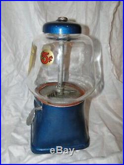 Vintage 1940's Standard Silver King 5 Cents Nut Gum Ball Machine WORKS with KEY