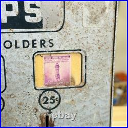 Vintage 1940s US Postage Stamp Vending Machine with Replacement Lock